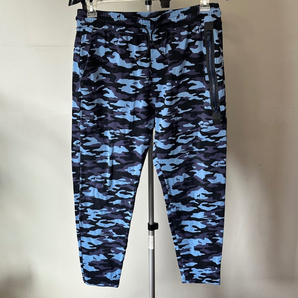 Greyson Joggers Men M Blue Camo Wolf Print Performance Golf Gorpcore Streetwear